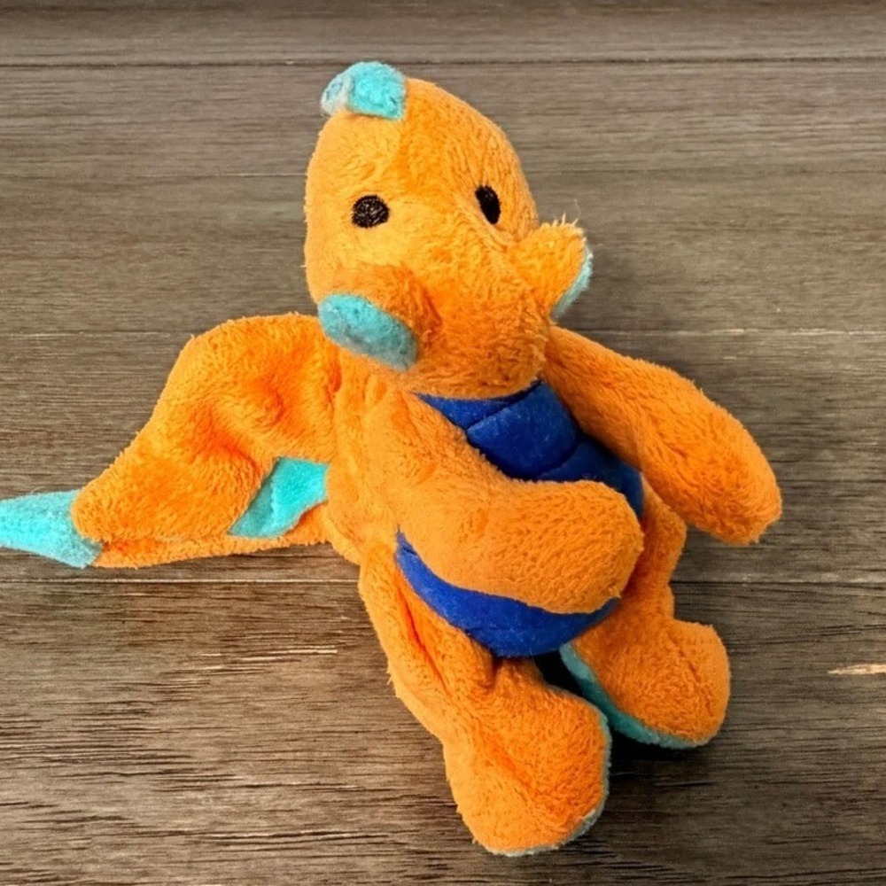 goDog Dragon Plush Orange Blue Chew Guard Technology Mythical Stuffed Animal 5"